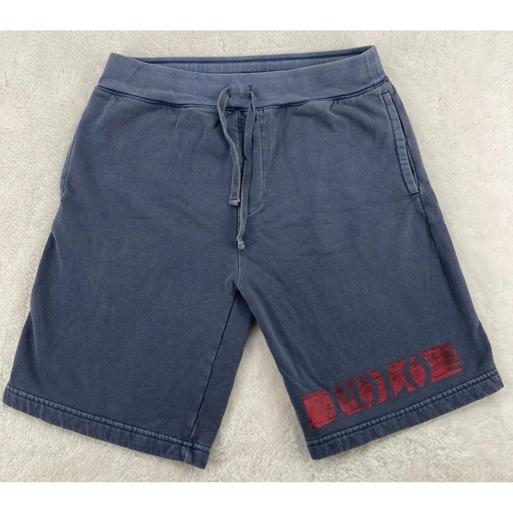 Polo Ralph Lauren Sweat Shorts Drawstring Men Small Navy Spellout Logo